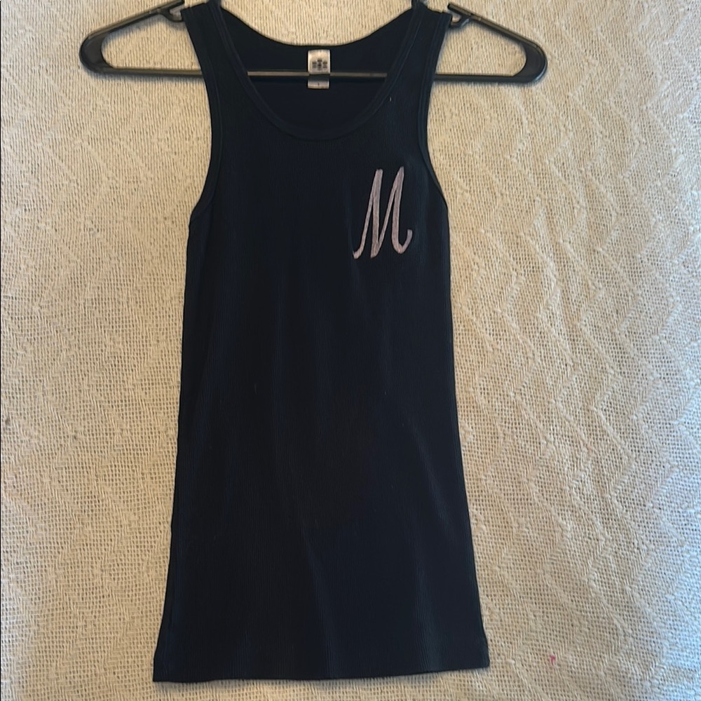 Classic Black Tank Top with Pink Lettering